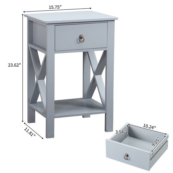 Set of 2 Gray Nightstands for Bedroom – Modern Bedside Tables with Drawer & Storage Shelf - goosavvy.com