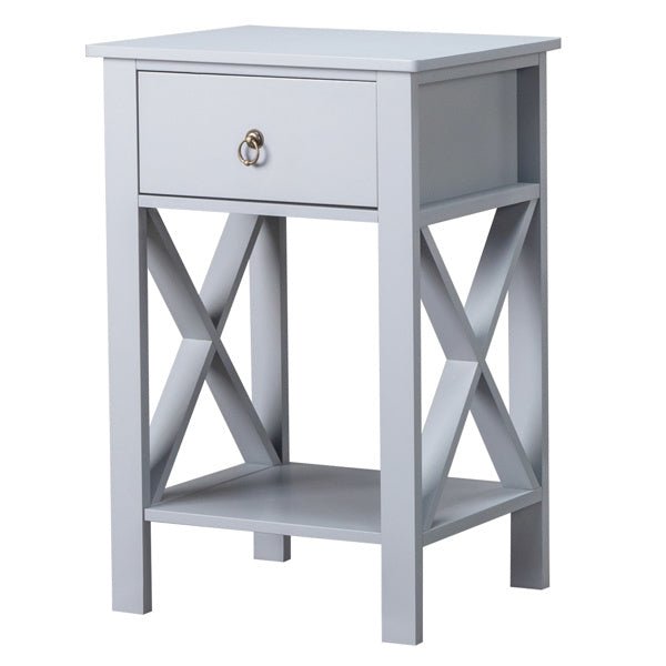 Set of 2 Gray Nightstands for Bedroom – Modern Bedside Tables with Drawer & Storage Shelf - goosavvy.com