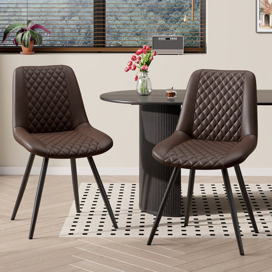 Set of 2 Modern PU Leather Dining Chairs with Metal Legs – Ergonomic & Upholstered Kitchen Chairs for Dining Room or Office - goosavvy.com