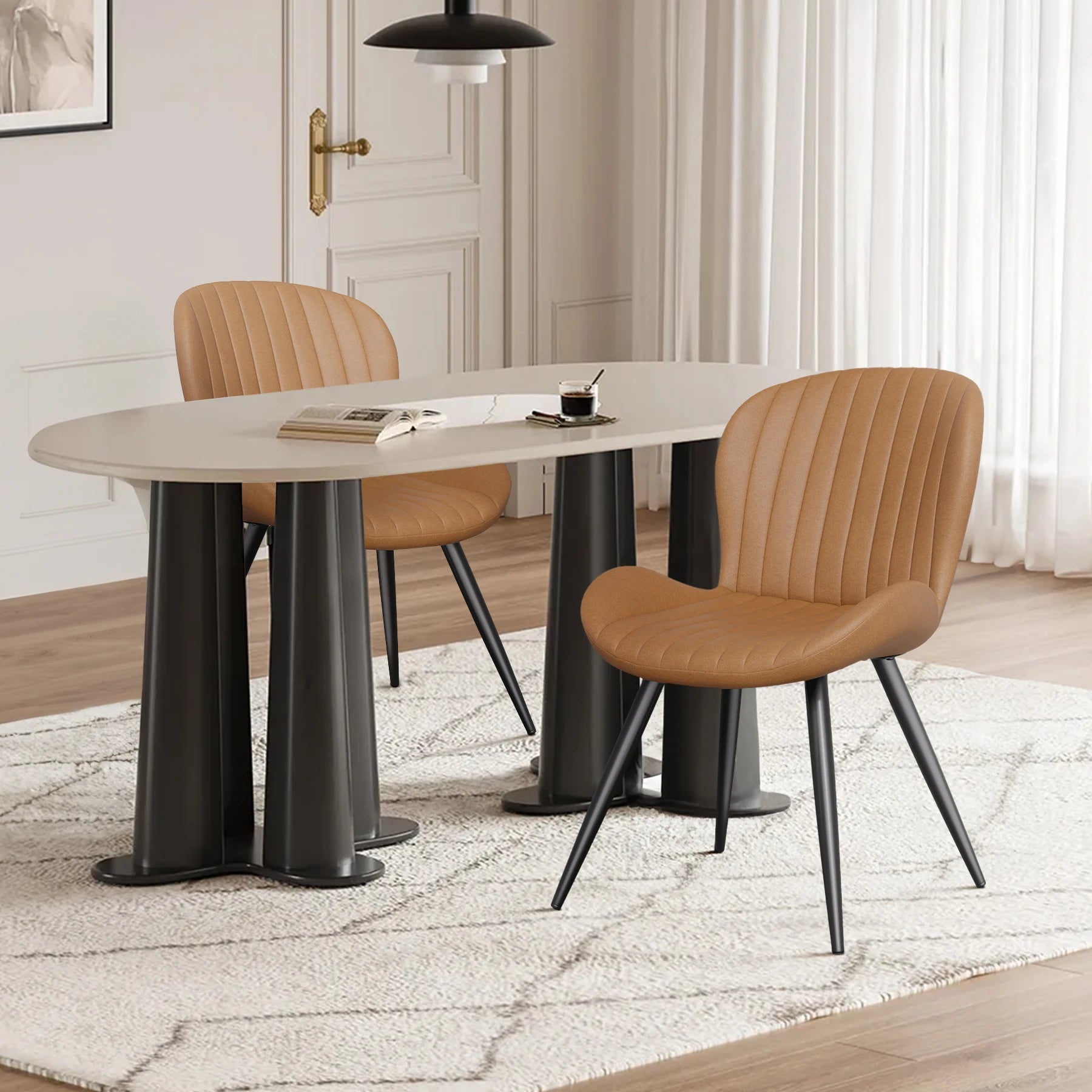 Set of 2 Modern Upholstered Dining Chairs with Cushions – Ergonomic & Durable Seating for Dining Room or Kitchen - goosavvy.com
