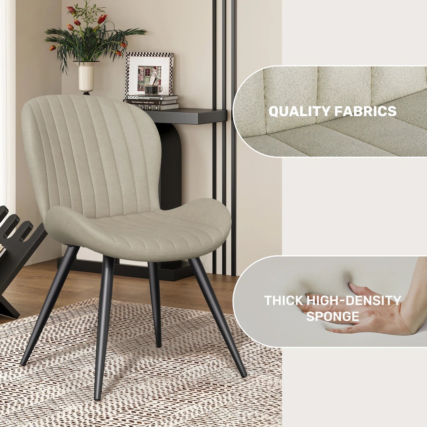 Set of 2 Modern Upholstered Dining Chairs with Cushions – Ergonomic & Durable Seating for Dining Room or Kitchen - goosavvy.com