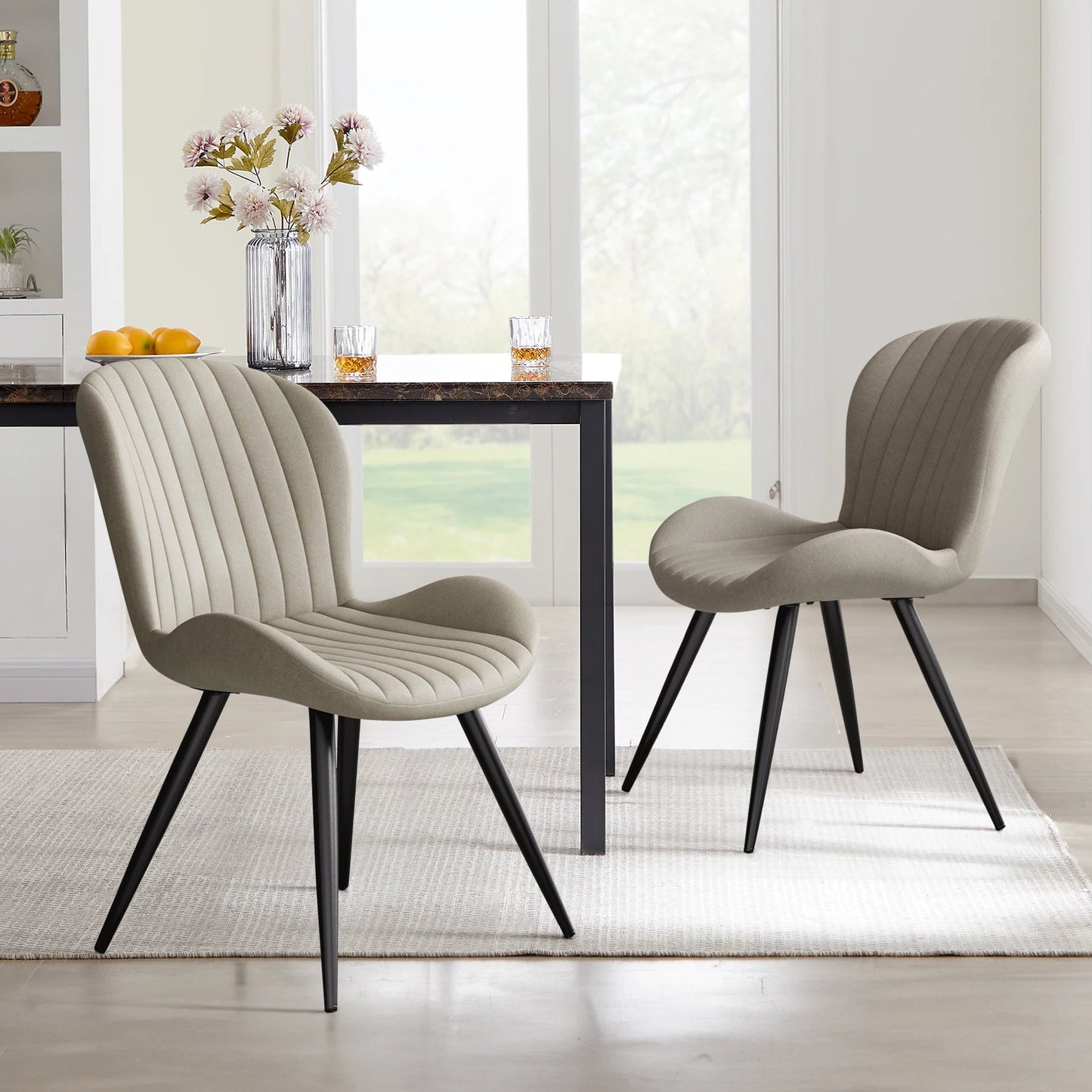 Set of 2 Modern Upholstered Dining Chairs with Cushions – Ergonomic & Durable Seating for Dining Room or Kitchen - goosavvy.com