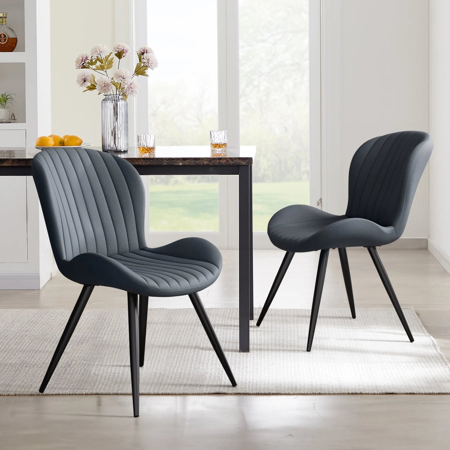Set of 2 Modern Upholstered Dining Chairs with Cushions – Ergonomic & Durable Seating for Dining Room or Kitchen - goosavvy.com