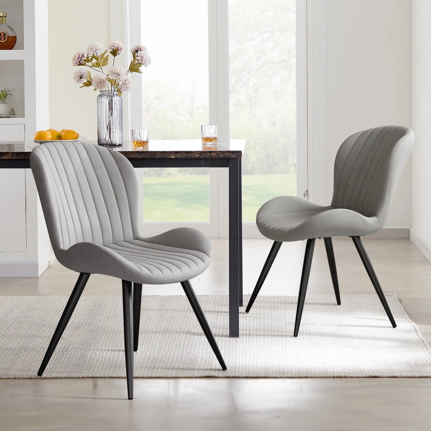 Set of 2 Modern Upholstered Dining Chairs with Cushions – Ergonomic & Durable Seating for Dining Room or Kitchen - goosavvy.com