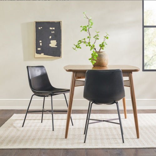 Set of 2 Modern Upholstered Dining Chairs with Metal X - Base, Black - goosavvy.com