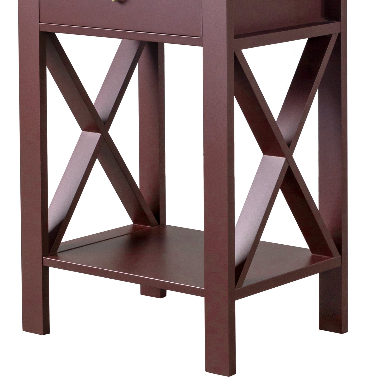 Set of 2 Rustic Brown Nightstands with Drawer & Shelf – Bedside End Tables - goosavvy.com