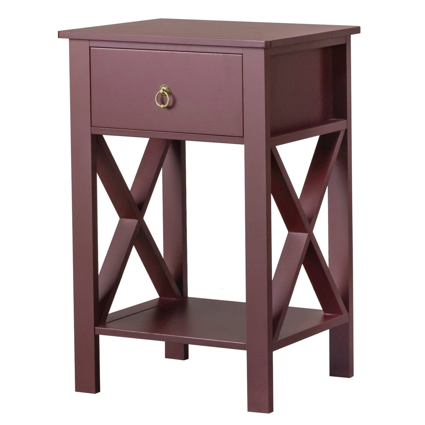 Set of 2 Rustic Brown Nightstands with Drawer & Shelf – Bedside End Tables - goosavvy.com
