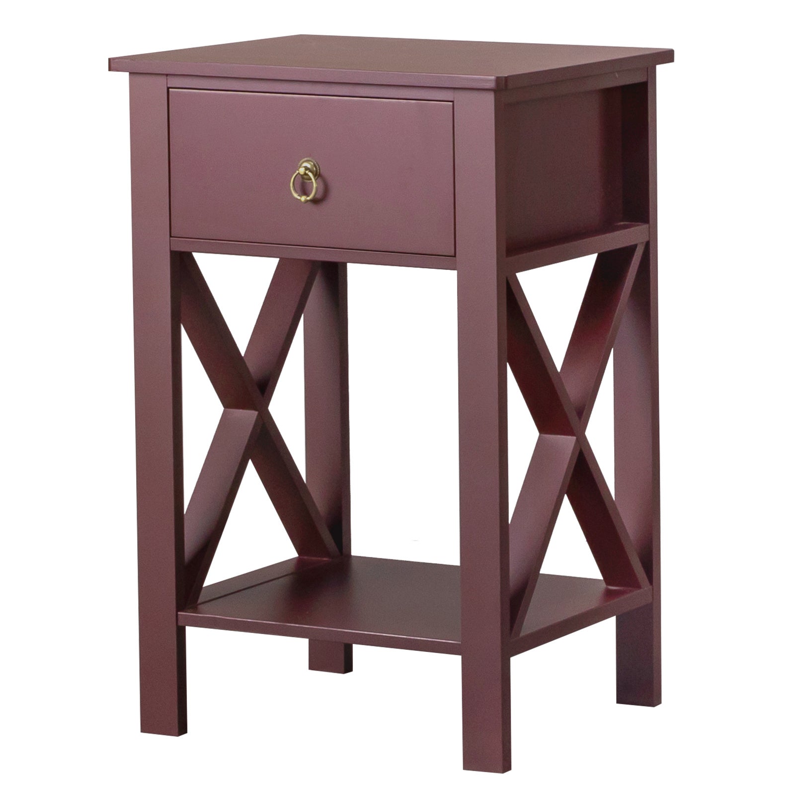 Set of 2 Rustic Brown Nightstands with Drawer & Shelf – Bedside End Tables - goosavvy.com