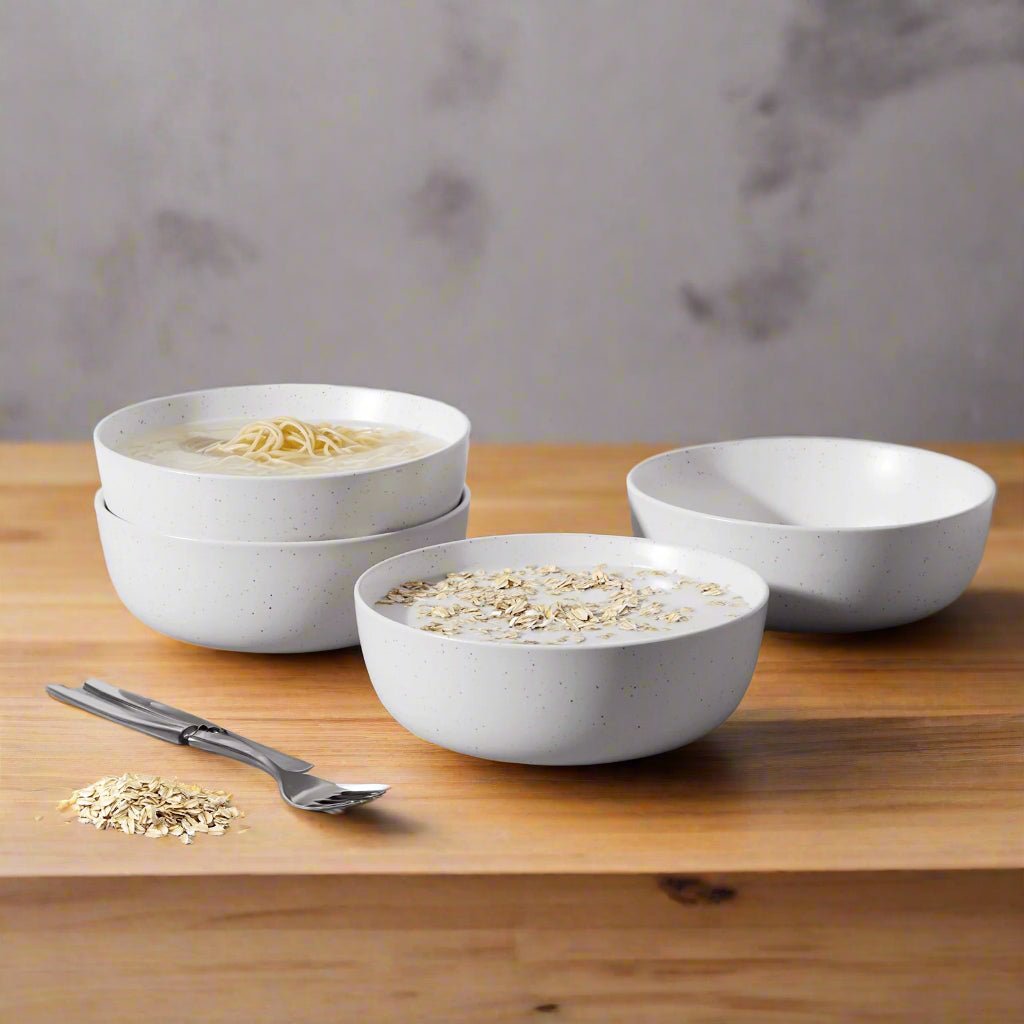 Set of 4 Ceramic Bowls - 27oz for Cereal, Salad, Pasta, Soup, Dessert - Dishwasher, Microwave, Oven, and Refrigerator Safe - goosavvy.com