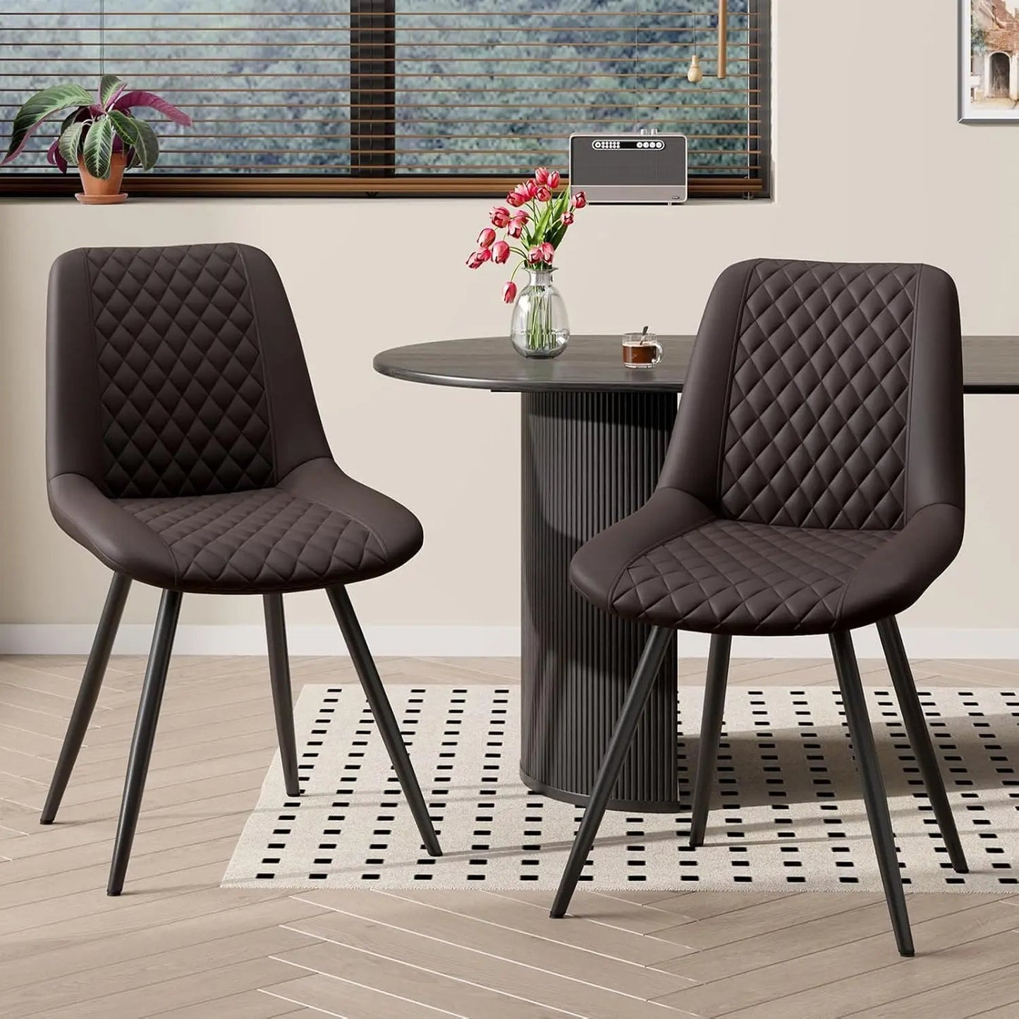 Set of 4 Modern PU Leather Dining Chairs with Metal Legs – Ergonomic & Upholstered Kitchen Chairs for Dining Room or Office - goosavvy.com