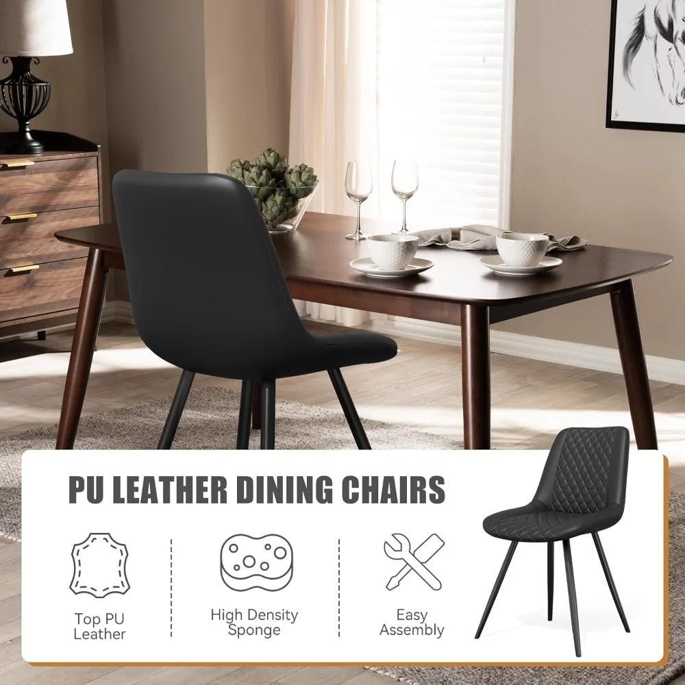 Set of 4 Modern PU Leather Dining Chairs with Metal Legs – Ergonomic & Upholstered Kitchen Chairs for Dining Room or Office - goosavvy.com