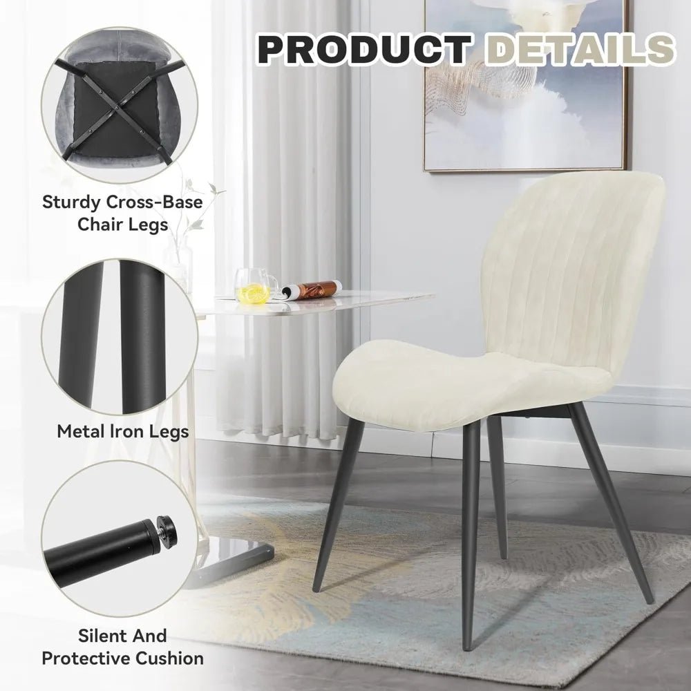 Set of 4 Modern Upholstered Dining Chairs with Cushions, Fabric Accent Chairs - goosavvy.com