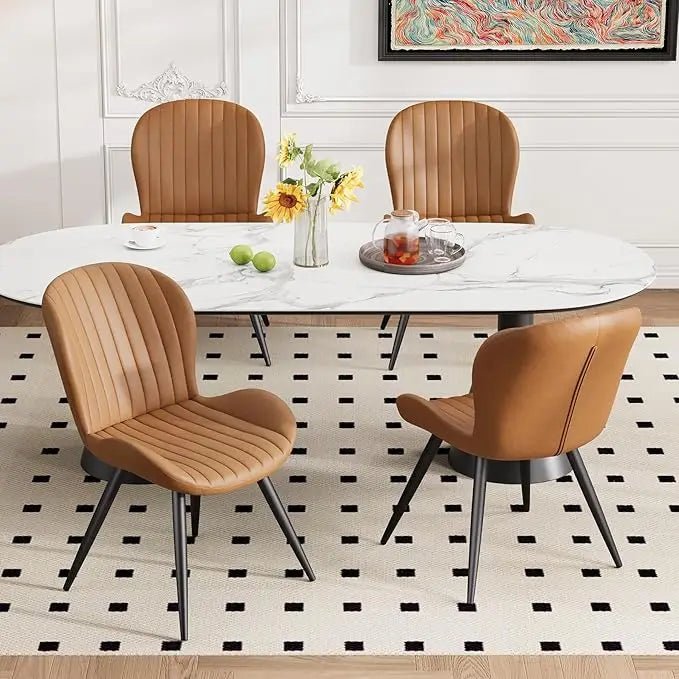 Set of 4 Modern Upholstered Dining Chairs with Cushions, Fabric Accent Chairs - goosavvy.com