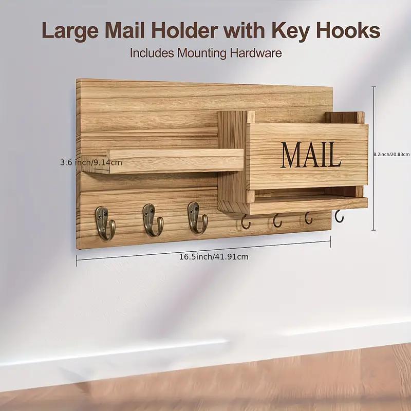 Simple Farmhouse Style Floating Shelf - Wooden Wall Rack for Mail Storage, Keychains, and Entryway Decor - goosavvy.com