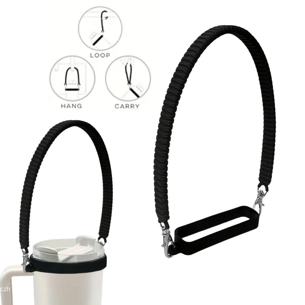 Soft Silicone Ribbed Tumbler Handle Strap – Portable Carrier Sling for 8 - 40oz Water Bottles - goosavvy.com