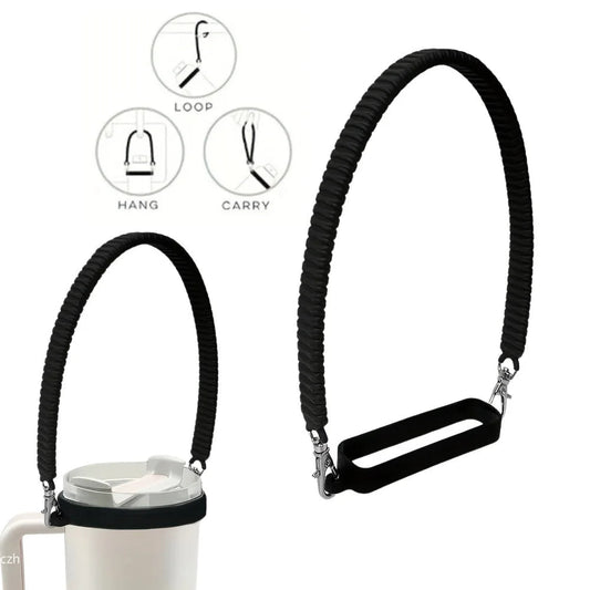 Soft Silicone Ribbed Tumbler Handle Strap – Portable Carrier Sling for 8 - 40oz Water Bottles - goosavvy.com