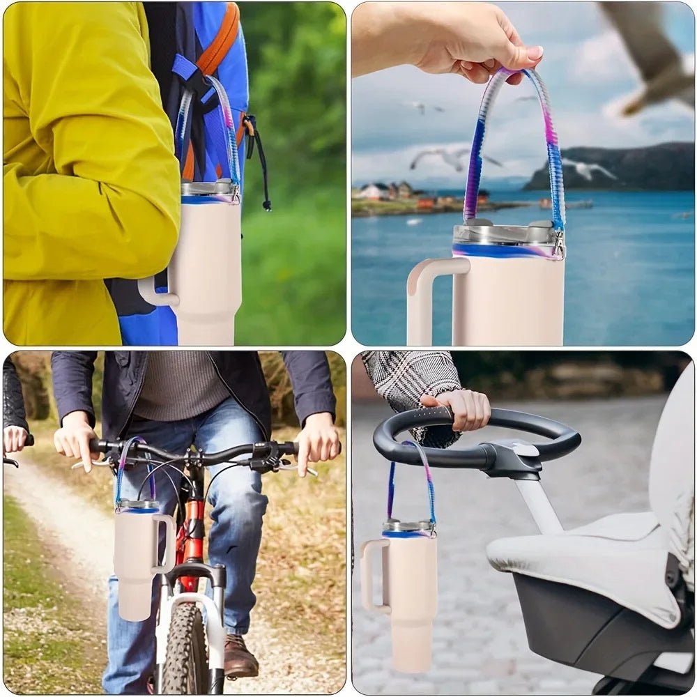 Soft Silicone Ribbed Tumbler Handle Strap – Portable Carrier Sling for 8 - 40oz Water Bottles - goosavvy.com