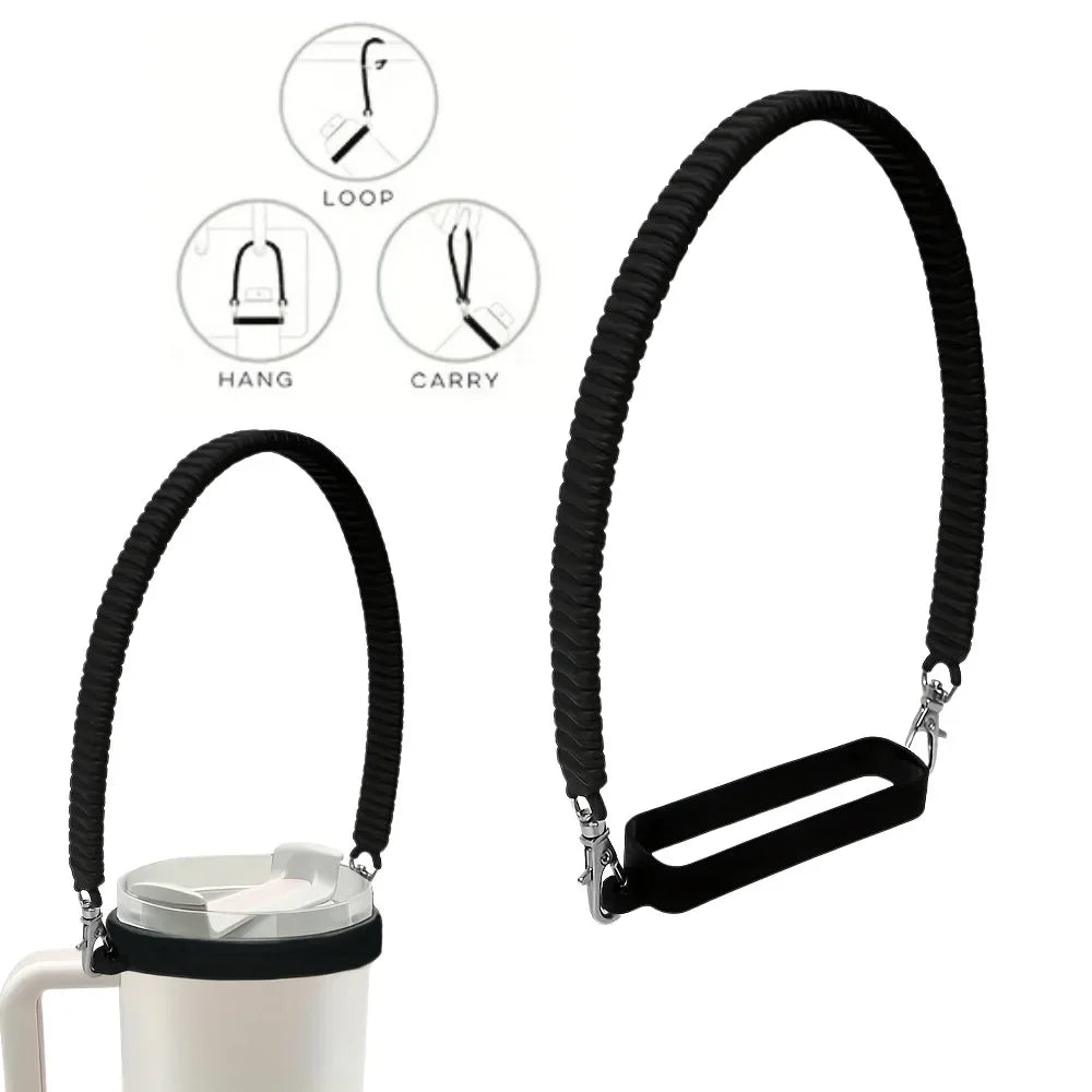Soft Silicone Ribbed Tumbler Handle Strap – Portable Carrier Sling for 8 - 40oz Water Bottles - goosavvy.com
