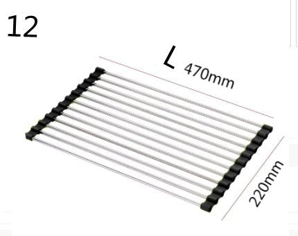 Stainless Steel Roll - Up Kitchen Sink Rack, Foldable Dish Drying Mat, Over The Sink Dish Storage - goosavvy.com