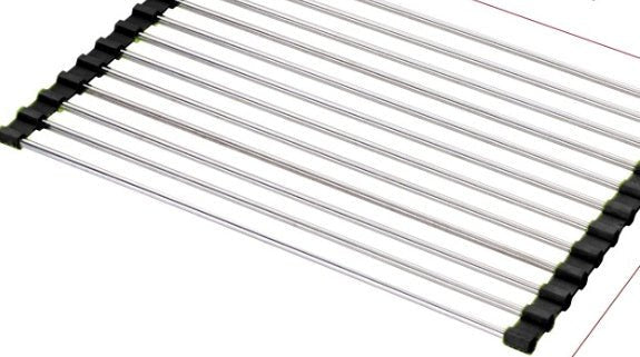 Stainless Steel Roll - Up Kitchen Sink Rack, Foldable Dish Drying Mat, Over The Sink Dish Storage - goosavvy.com