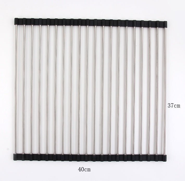 Stainless Steel Roll - Up Kitchen Sink Rack, Foldable Dish Drying Mat, Over The Sink Dish Storage - goosavvy.com
