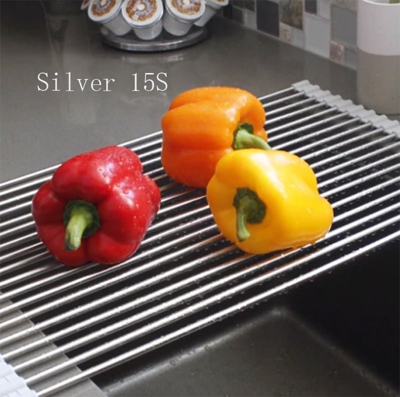 Stainless Steel Roll - Up Kitchen Sink Rack, Foldable Dish Drying Mat, Over The Sink Dish Storage - goosavvy.com