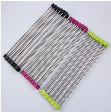 Stainless Steel Roll - Up Kitchen Sink Rack, Foldable Dish Drying Mat, Over The Sink Dish Storage - goosavvy.com