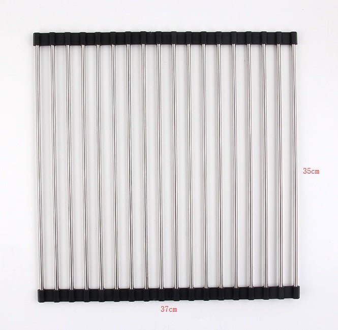 Stainless Steel Roll - Up Kitchen Sink Rack, Foldable Dish Drying Mat, Over The Sink Dish Storage - goosavvy.com