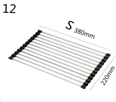Stainless Steel Roll - Up Kitchen Sink Rack, Foldable Dish Drying Mat, Over The Sink Dish Storage - goosavvy.com