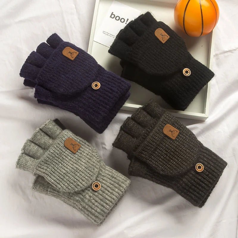 Thick Knit Fingerless Gloves for Men & Women | Thermal Warm Half - Finger Gloves for Touchscreen, Typing & Students - goosavvy.com