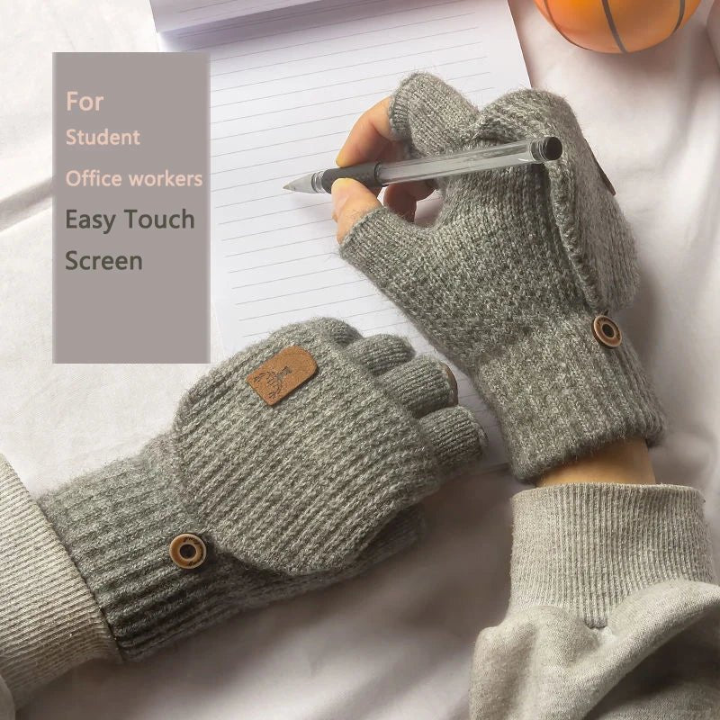 Thick Knit Fingerless Gloves for Men & Women | Thermal Warm Half - Finger Gloves for Touchscreen, Typing & Students - goosavvy.com