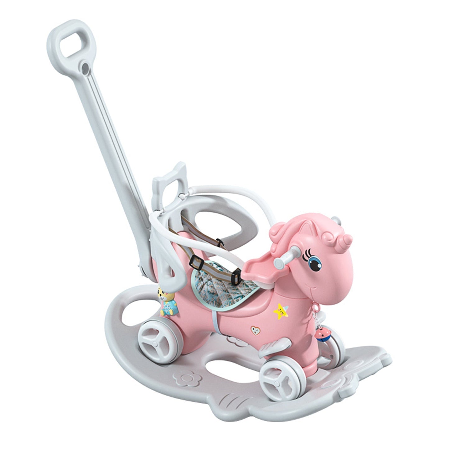 Toddler Rocking Horse & Balance Bike, 4 - in - 1 Ride - On Unicorn Toy for 1 - 3 Year Olds, Pink - goosavvy.com