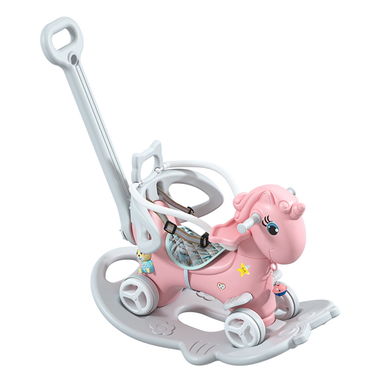 Toddler Rocking Horse & Balance Bike, 4 - in - 1 Ride - On Unicorn Toy for 1 - 3 Year Olds, Pink - goosavvy.com