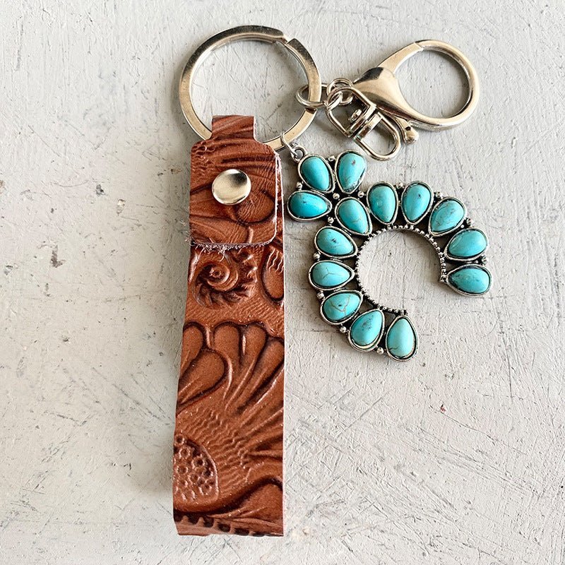 Turquoise Genuine Leather Key Chain - goosavvy.com