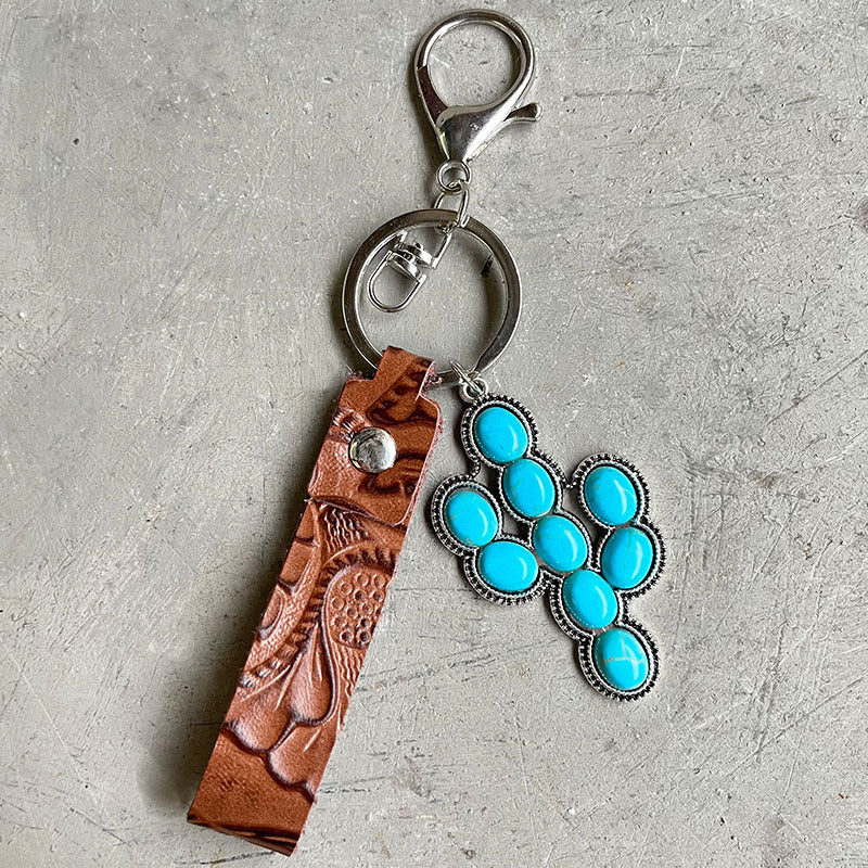 Turquoise Genuine Leather Key Chain - goosavvy.com