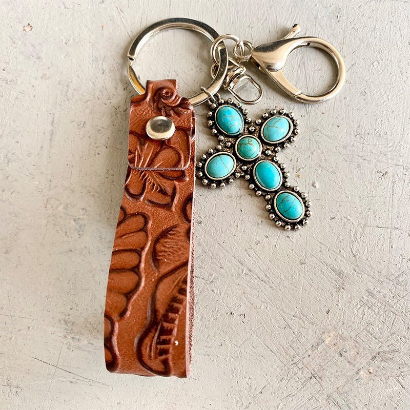 Turquoise Genuine Leather Key Chain - goosavvy.com
