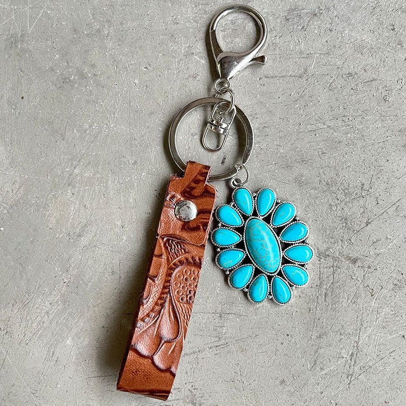 Turquoise Genuine Leather Key Chain - goosavvy.com