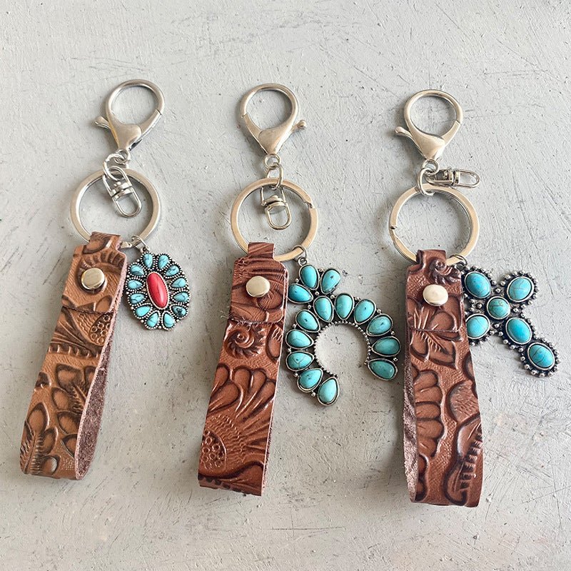 Turquoise Genuine Leather Key Chain - goosavvy.com