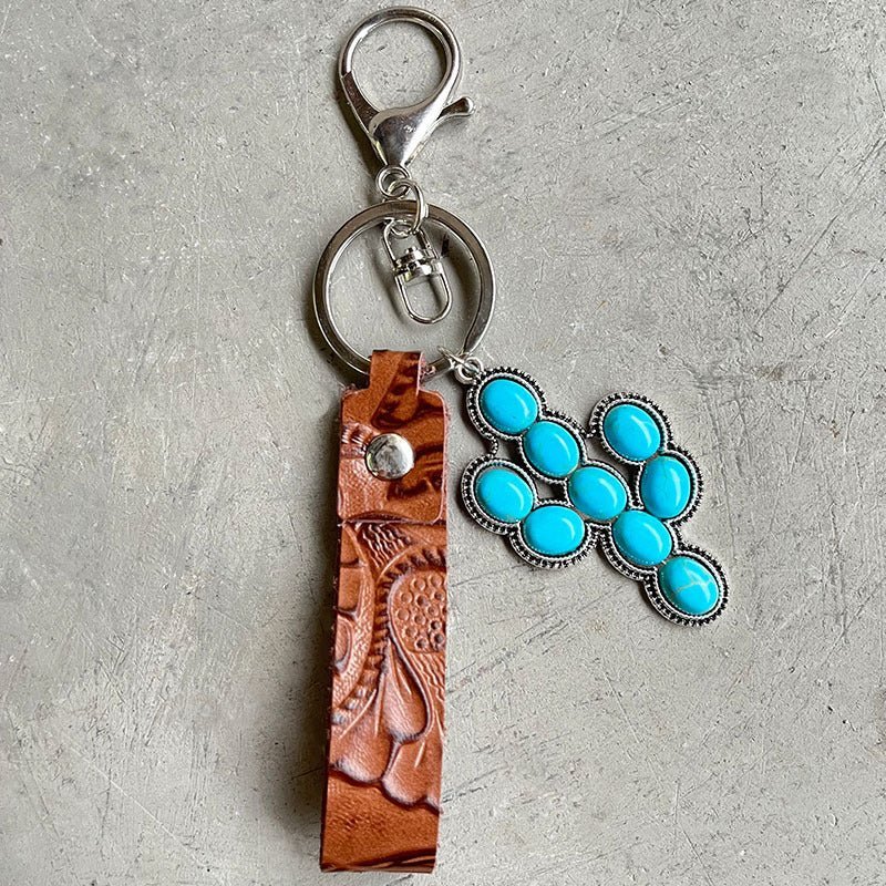 Turquoise Genuine Leather Key Chain - goosavvy.com
