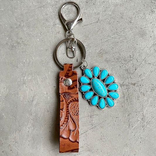 Turquoise Genuine Leather Key Chain - goosavvy.com