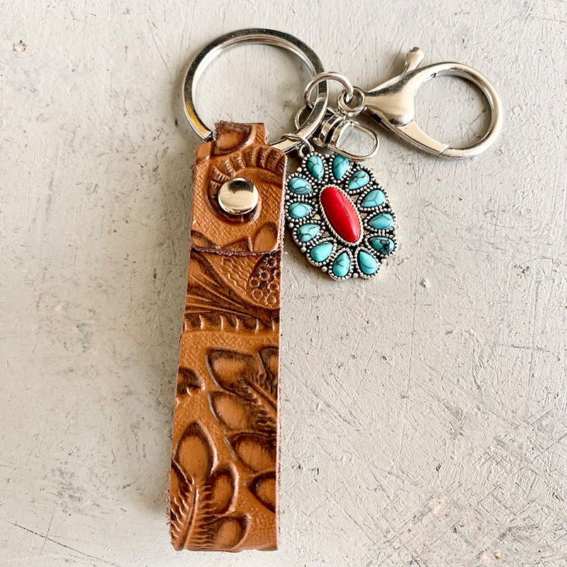 Turquoise Genuine Leather Key Chain - goosavvy.com