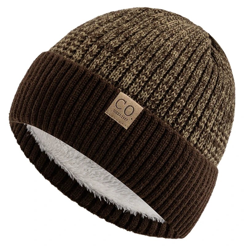 Unisex Two - Tone Thermal Beanie Hat | Knitted Winter Cap with Plush Faux - Fur Lining | Cozy & Fashionable Ski Skull Cap - goosavvy.com
