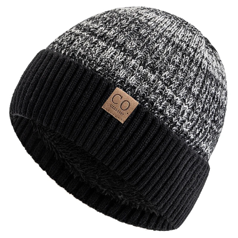 Unisex Two - Tone Thermal Beanie Hat | Knitted Winter Cap with Plush Faux - Fur Lining | Cozy & Fashionable Ski Skull Cap - goosavvy.com