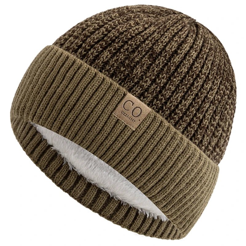 Unisex Two - Tone Thermal Beanie Hat | Knitted Winter Cap with Plush Faux - Fur Lining | Cozy & Fashionable Ski Skull Cap - goosavvy.com
