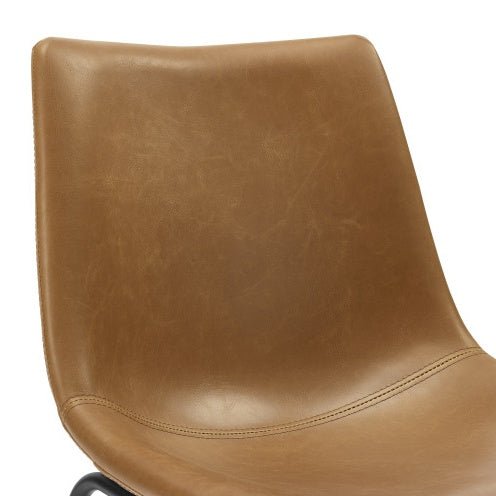 Whiskey Brown Industrial Faux Leather Dining Chairs, Set of 2 - goosavvy.com