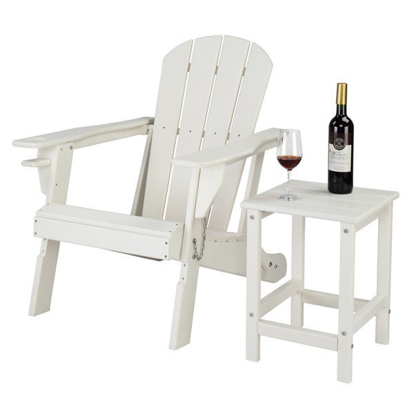 White Outdoor Side Table – Weather - Resistant Poly Lumber Patio End Table - goosavvy.com
