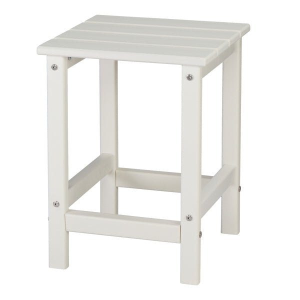 White Outdoor Side Table – Weather - Resistant Poly Lumber Patio End Table - goosavvy.com