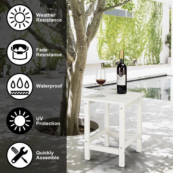 White Outdoor Side Table – Weather - Resistant Poly Lumber Patio End Table - goosavvy.com