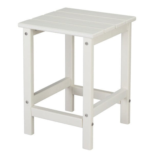 White Outdoor Side Table – Weather - Resistant Poly Lumber Patio End Table - goosavvy.com