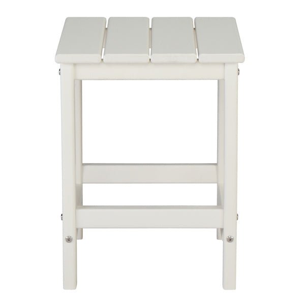 White Outdoor Side Table – Weather - Resistant Poly Lumber Patio End Table - goosavvy.com